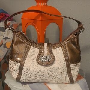 Chic Brown and Cream Shoulder Bag